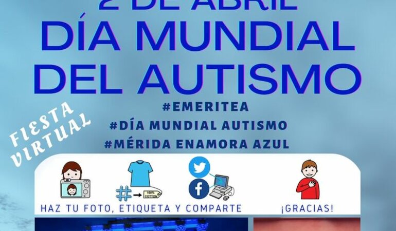 Varios monumentos de Mrida se iluminan de azul por la Fiesta del Autismo